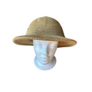 Vintage BROOKSTONE Pith Bonney Safari Hard Woven Hat Adjustable Made in USA
